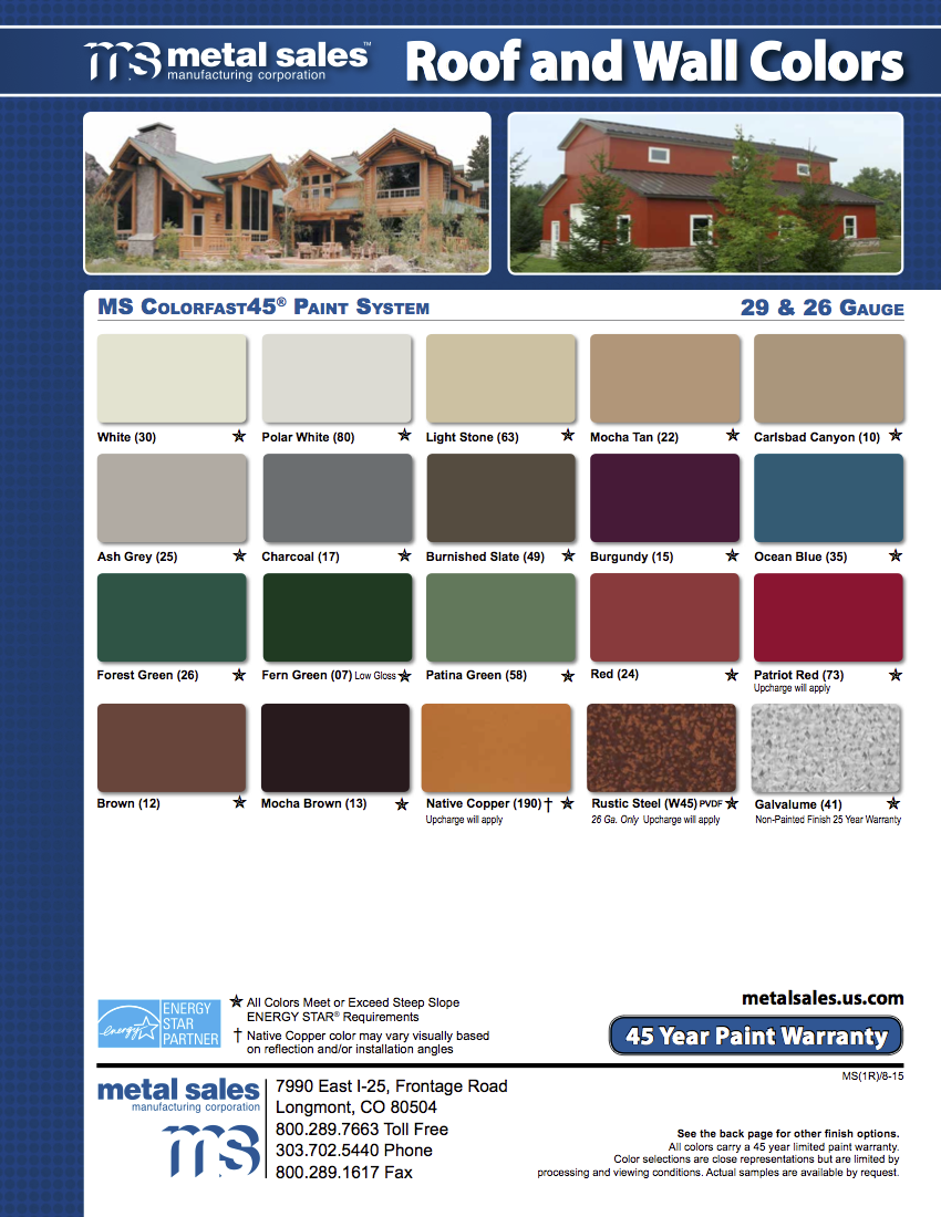 Abc Metal Roofing Color Chart